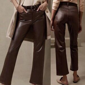 Banana Republic Factory Brown Vegan Leather Cropped Bootcut pant size 14/32